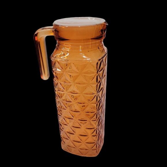 Amber Diamond Cut Juice Pitcher - Picture 1 of 10